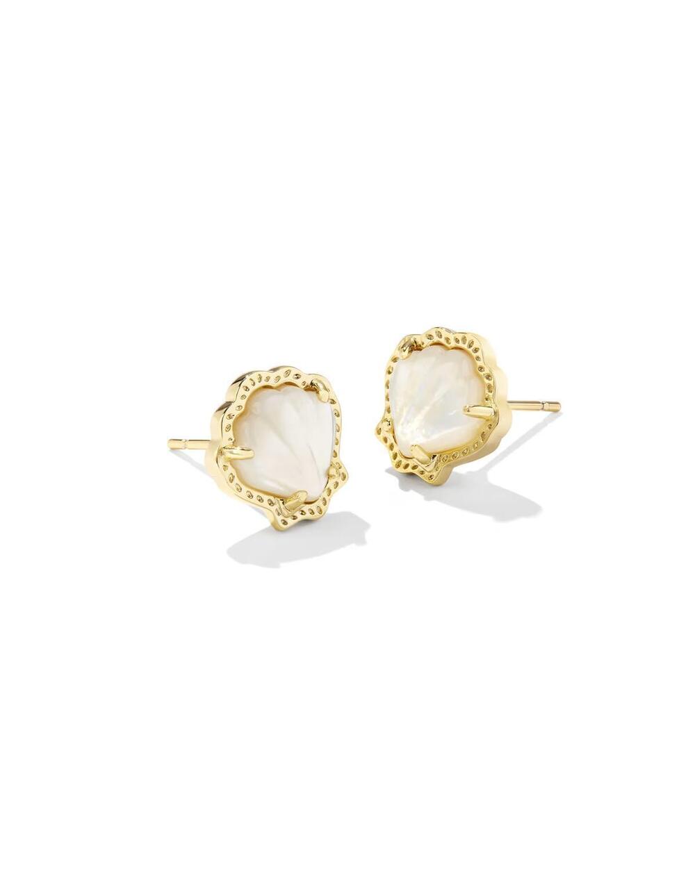 NEW KENDRA SCOTT brynne shell stud earrings in gold